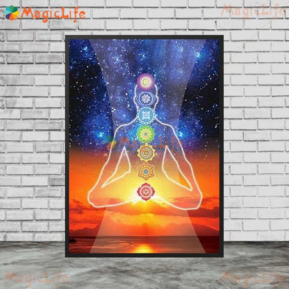 Yoga Chakras Kundalini Energy Self-Motivation Unframed Canva Wall Hanging SELECTION - ALOE WINGS STORE