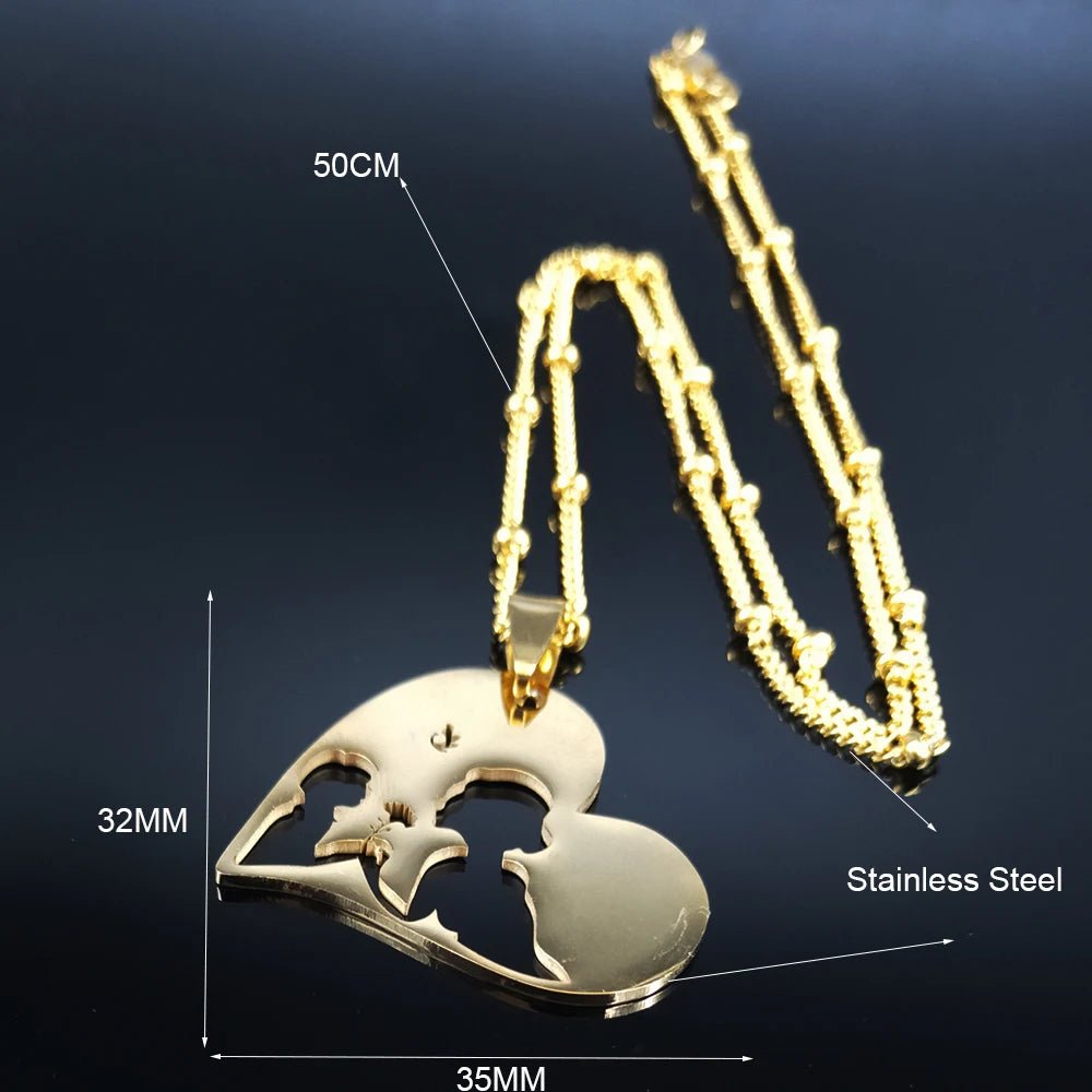 Love Heart Baby Mom Stainless Steel Necklace Women Gold Color Kid Flower Family Collar Neck Chain Mother's Day Gift Jewelry N913 - ALOE WINGS STORE