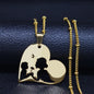 Love Heart Baby Mom Stainless Steel Necklace Women Gold Color Kid Flower Family Collar Neck Chain Mother's Day Gift Jewelry N913 - ALOE WINGS STORE