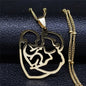 Love Heart Baby Mom Stainless Steel Necklace Women Gold Color Kid Flower Family Collar Neck Chain Mother's Day Gift Jewelry N913 - ALOE WINGS STORE