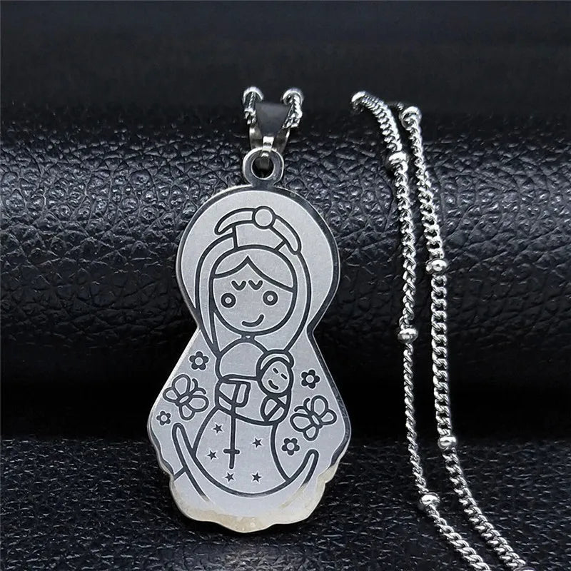 Love Heart Baby Mom Stainless Steel Necklace Women Gold Color Kid Flower Family Collar Neck Chain Mother's Day Gift Jewelry N913 - ALOE WINGS STORE
