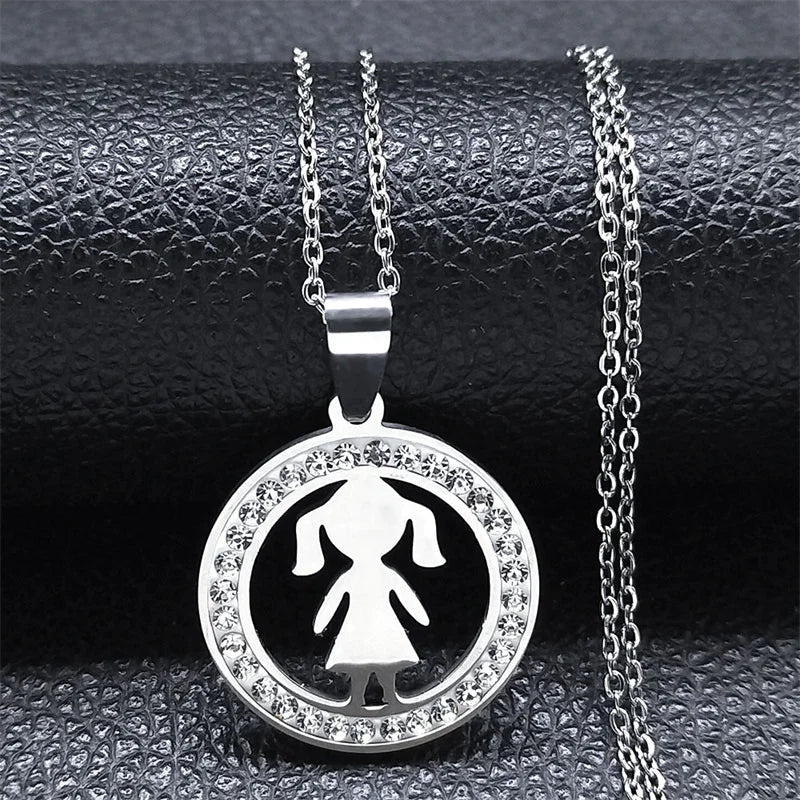 Love Heart Baby Mom Stainless Steel Necklace Women Gold Color Kid Flower Family Collar Neck Chain Mother's Day Gift Jewelry N913 - ALOE WINGS STORE