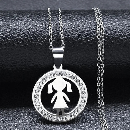 Love Heart Baby Mom Stainless Steel Necklace Women Gold Color Kid Flower Family Collar Neck Chain Mother's Day Gift Jewelry N913 - ALOE WINGS STORE