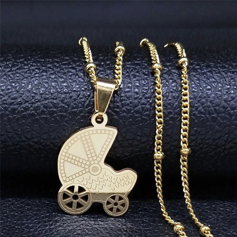Love Heart Baby Mom Stainless Steel Necklace Women Gold Color Kid Flower Family Collar Neck Chain Mother's Day Gift Jewelry N913 - ALOE WINGS STORE