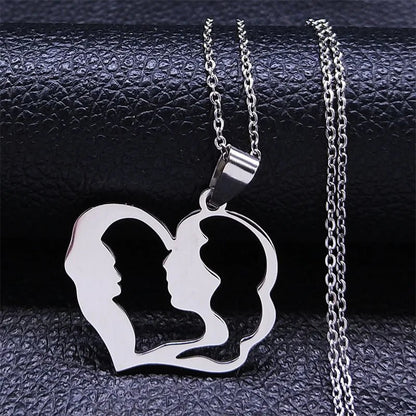 Love Heart Baby Mom Stainless Steel Necklace Women Gold Color Kid Flower Family Collar Neck Chain Mother's Day Gift Jewelry N913 - ALOE WINGS STORE