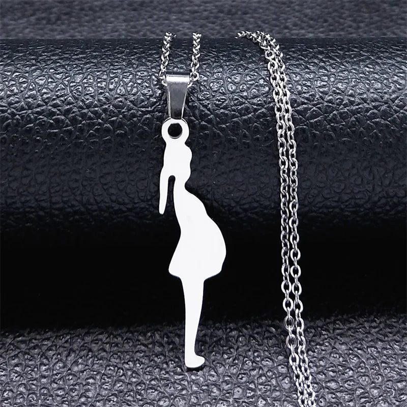 Love Heart Baby Mom Stainless Steel Necklace Women Gold Color Kid Flower Family Collar Neck Chain Mother's Day Gift Jewelry N913 - ALOE WINGS STORE
