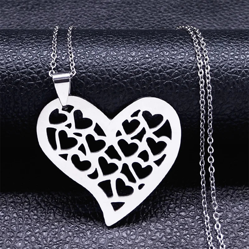Love Heart Baby Mom Stainless Steel Necklace Women Gold Color Kid Flower Family Collar Neck Chain Mother's Day Gift Jewelry N913 - ALOE WINGS STORE