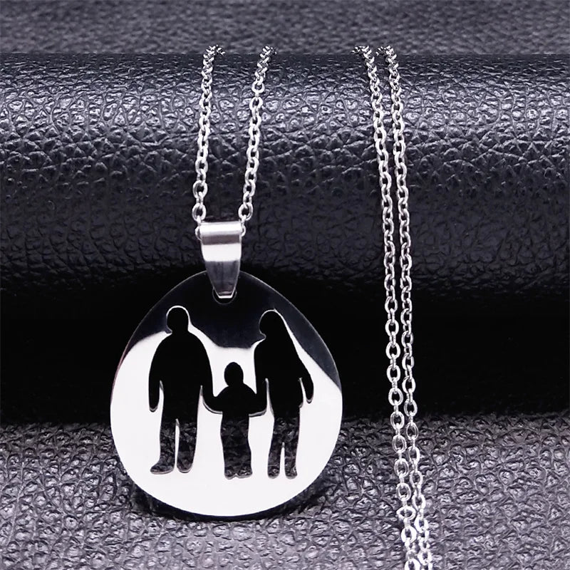 Love Heart Baby Mom Stainless Steel Necklace Women Gold Color Kid Flower Family Collar Neck Chain Mother's Day Gift Jewelry N913 - ALOE WINGS STORE