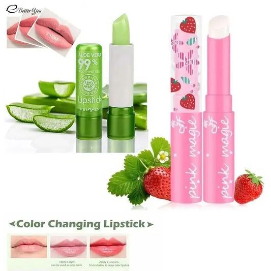 Aloe Vera & Strawberry Colour-Changing Moisturizing Lipsticks - ALOE WINGS STORE