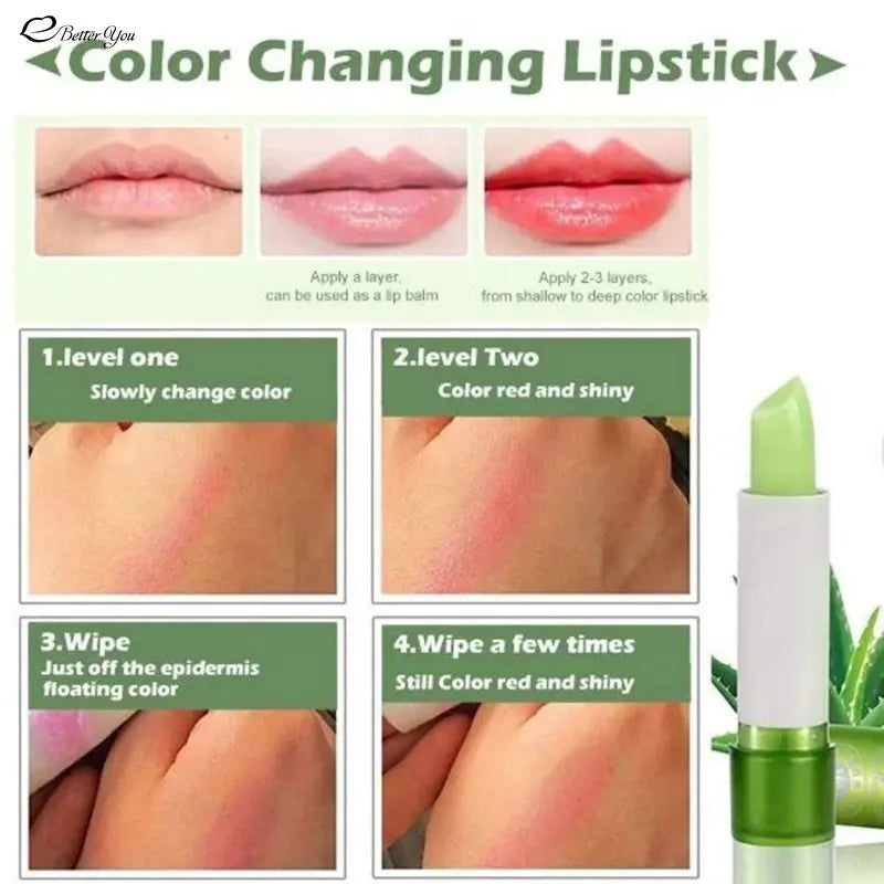 Aloe Vera & Strawberry Colour-Changing Moisturizing Lipsticks - ALOE WINGS STORE