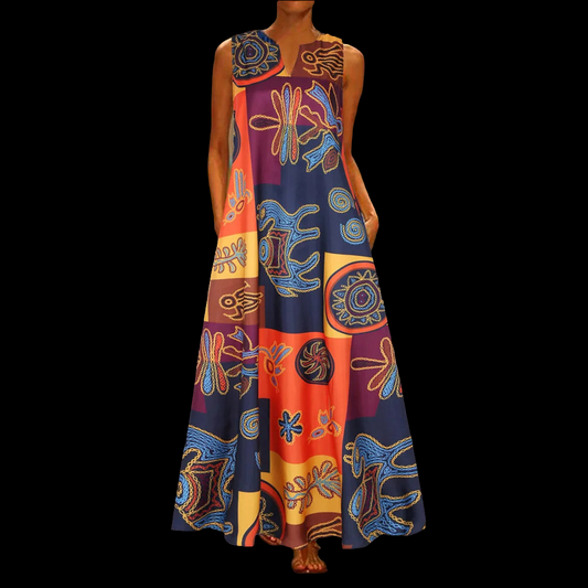 Summer Chic Women's Sleeveless V-Neck Printed Dress Collection - ALOE WINGS STORE