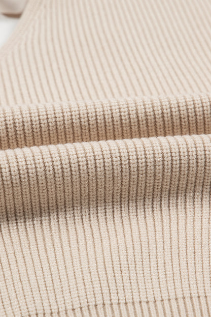 Apricot V-Neck Sweater with Ribbon Back - ALOE WINGS STORE