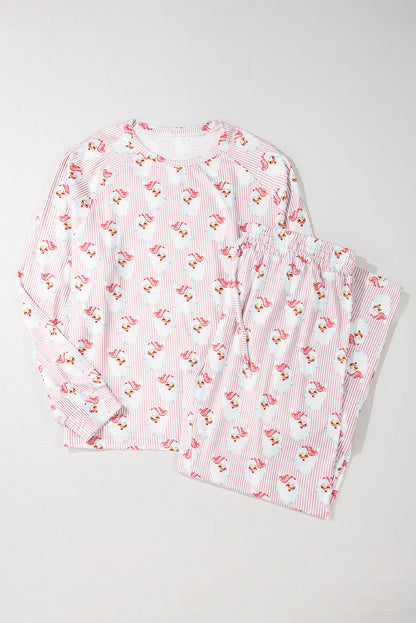 Festive Pink Santa Claus Two Piece Lounge Set - ALOE WINGS STORE