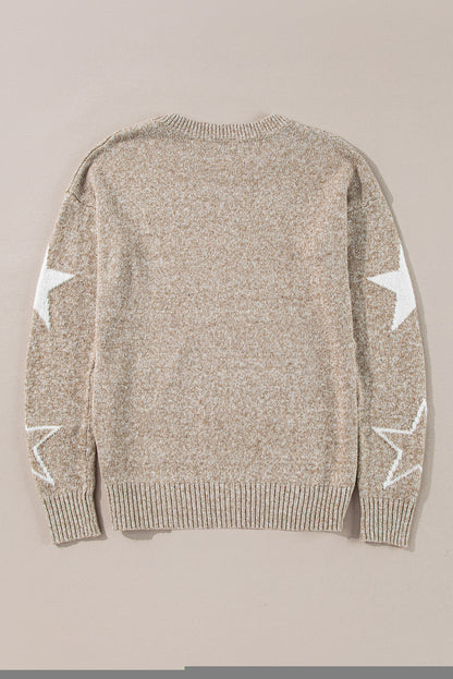 Khaki Stardust Drop Shoulder Sweater - ALOE WINGS STORE