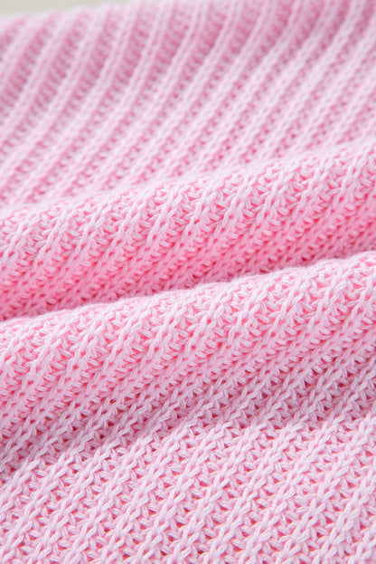 Festive Pink Merry & Bright Waffle Knit Pullover - ALOE WINGS STORE