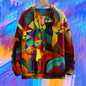 Vibrant Geometric Cat Art Sweater Collection - ALOE WINGS STORE