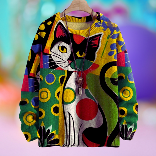 Chic & Adorable Artistic Cat Sweater Collection - ALOE WINGS STORE