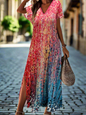 Elegant Summer V-Neck Women's Dresses –  Slit Design, Urban Street Style - ALOE WINGS STORE