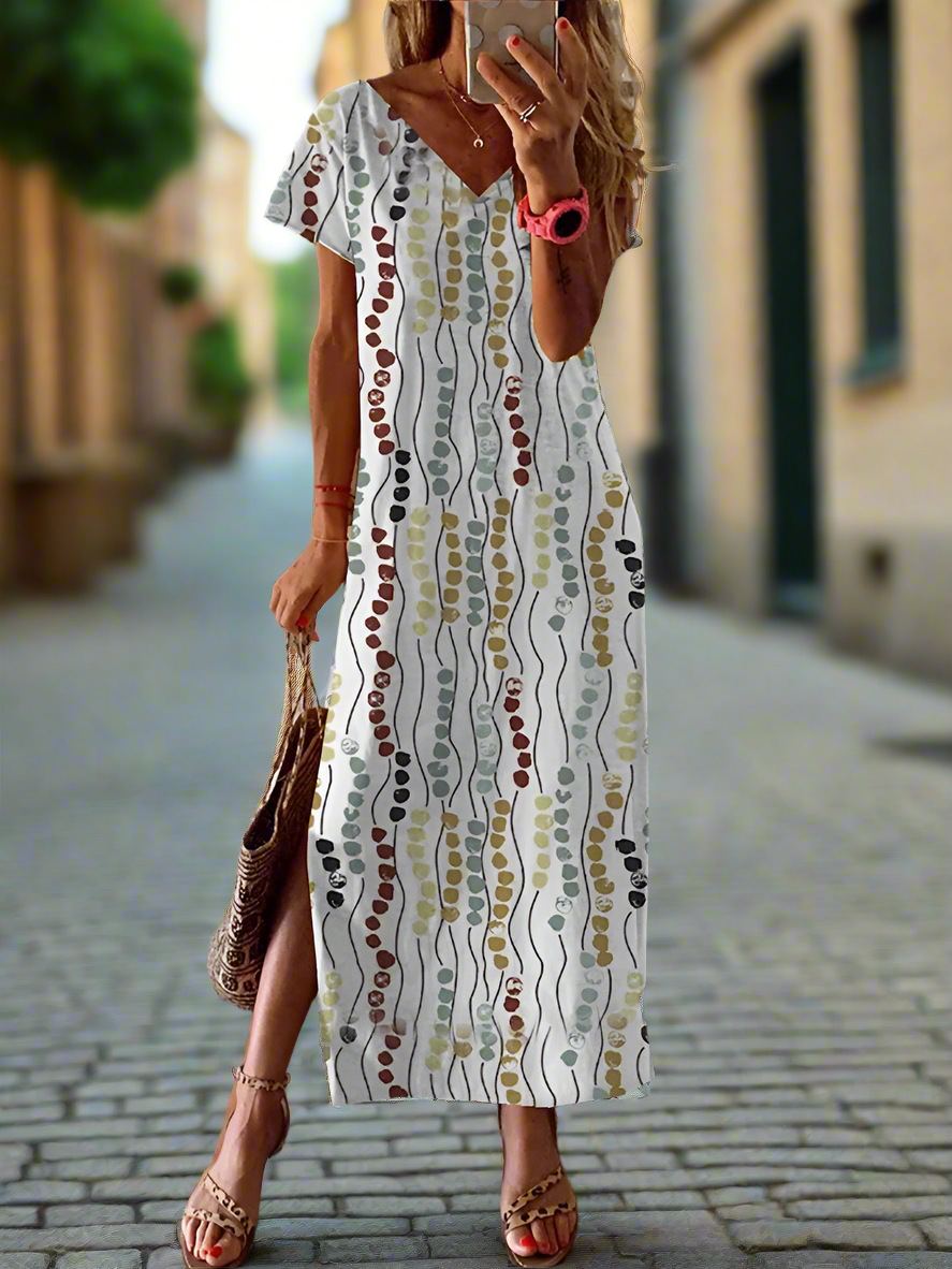 Elegant Summer V-Neck Women's Dresses –  Slit Design, Urban Street Style - ALOE WINGS STORE