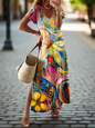 Elegant Summer V-Neck Women's Dresses –  Slit Design, Urban Street Style - ALOE WINGS STORE