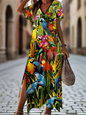 Elegant Summer V-Neck Women's Dresses –  Slit Design, Urban Street Style - ALOE WINGS STORE