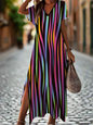 Elegant Summer V-Neck Women's Dresses –  Slit Design, Urban Street Style - ALOE WINGS STORE