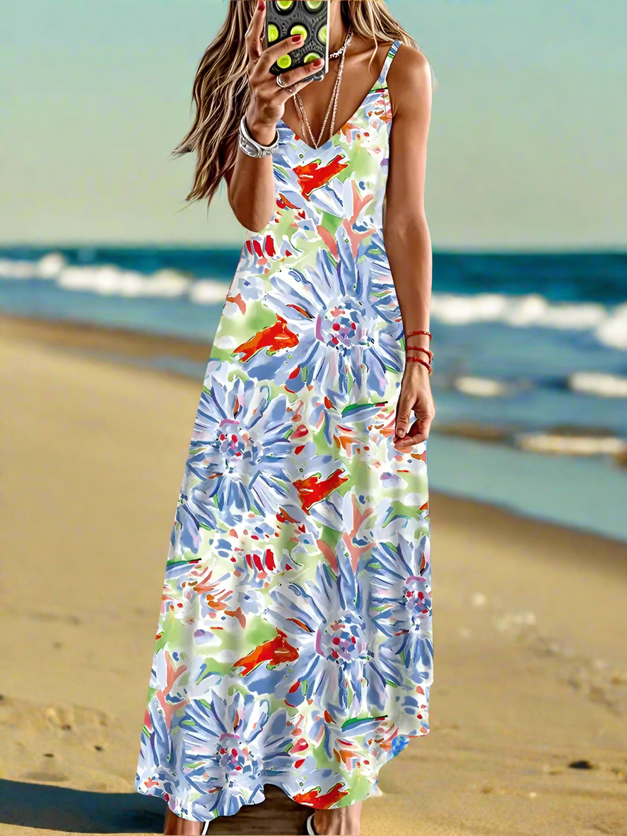 Unkissed & Stunning: Floral V-Neck Dresses - ALOE WINGS STORE