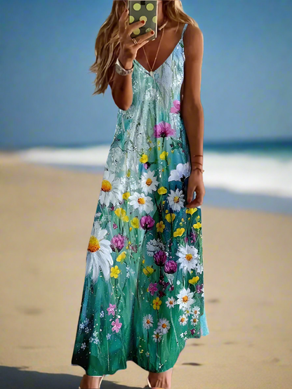 Unkissed & Stunning: Floral V-Neck Dresses - ALOE WINGS STORE