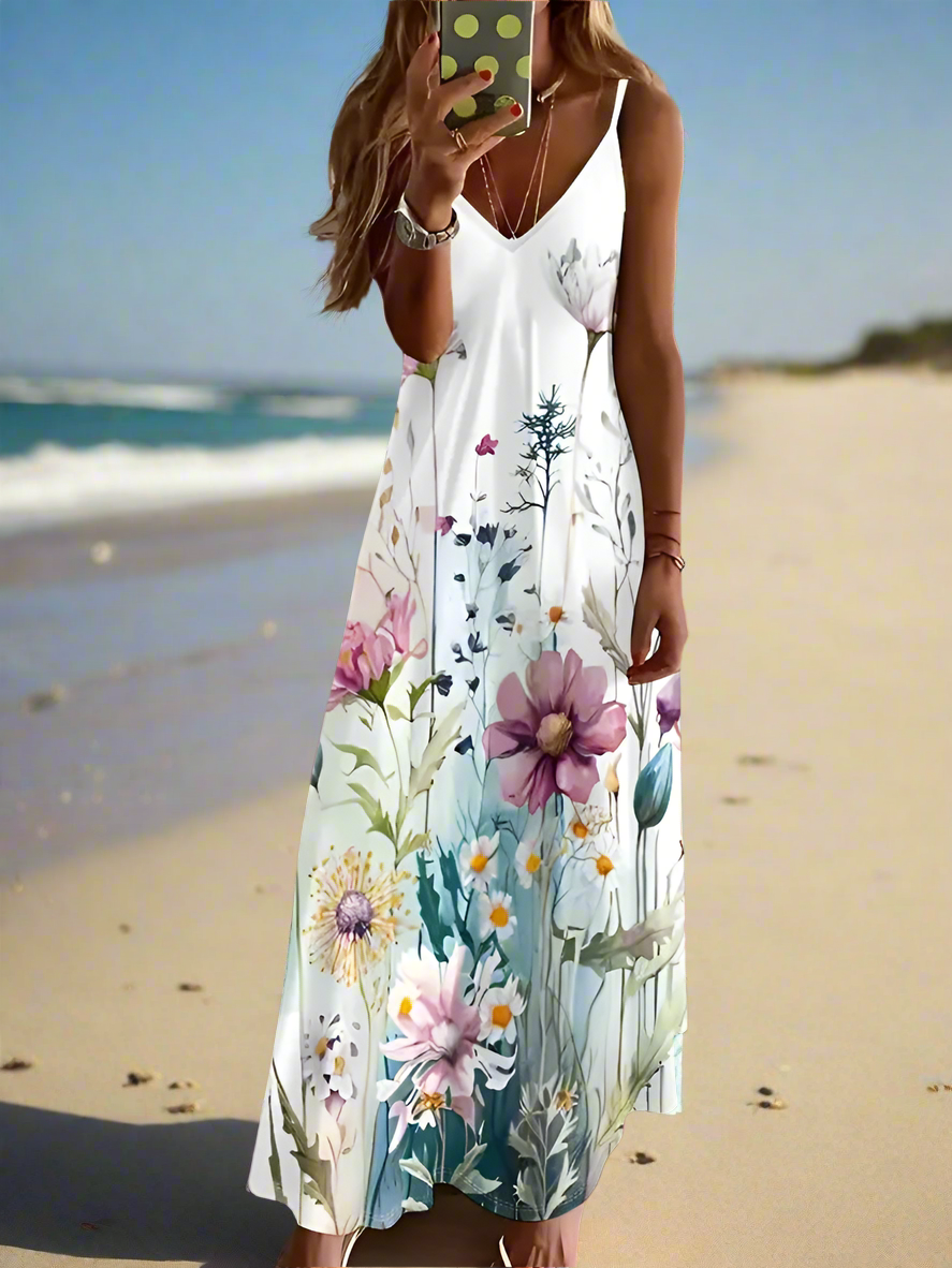 Unkissed & Stunning: Floral V-Neck Dresses - ALOE WINGS STORE