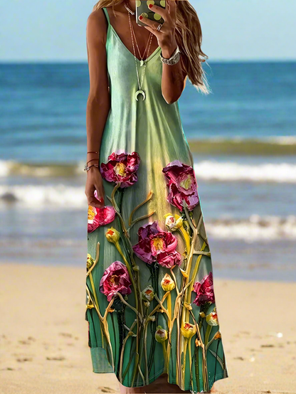 Unkissed & Stunning: Floral V-Neck Dresses - ALOE WINGS STORE