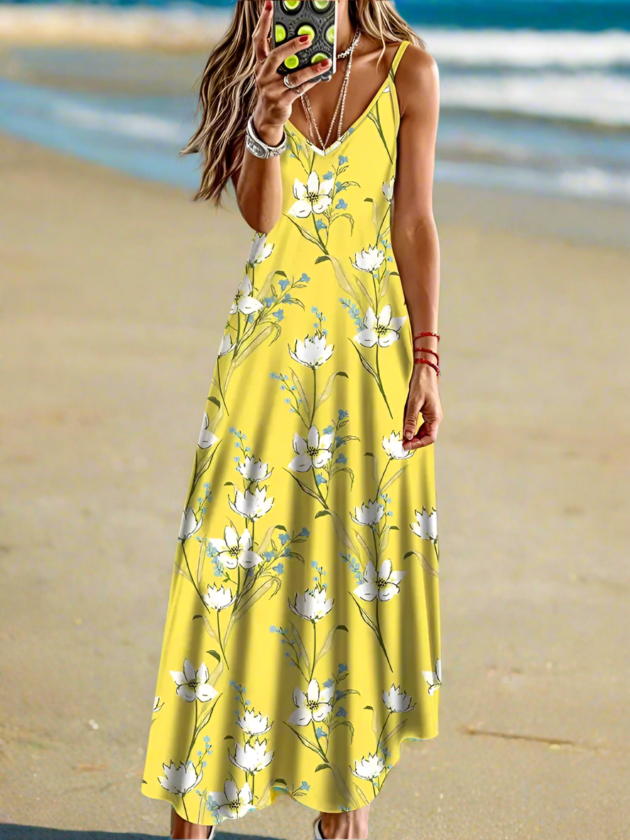 Unkissed & Stunning: Floral V-Neck Dresses - ALOE WINGS STORE