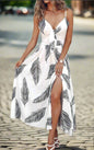 Women’s Summer Ombre Leaf Maxi Dresses – Hawaiian Style, Sleeveless & Elegant - ALOE WINGS STORE
