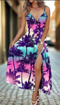 Women’s Summer Ombre Leaf Maxi Dresses – Hawaiian Style, Sleeveless & Elegant - ALOE WINGS STORE