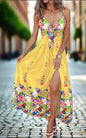 Women’s Summer Ombre Leaf Maxi Dresses – Hawaiian Style, Sleeveless & Elegant - ALOE WINGS STORE