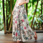 Women's Retro Print Wide-Leg Pants – Casual Loose-Fit Trousers with Drawstring Waist and Pockets Selection - ALOE WINGS STORE