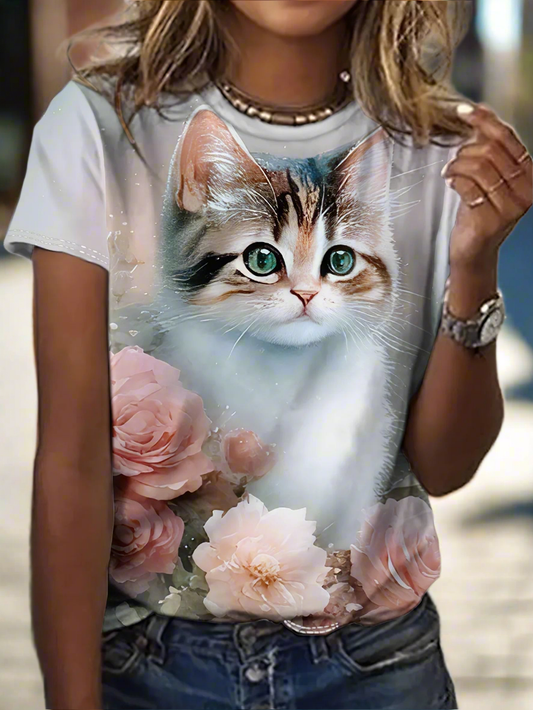 Trendy Unisex T-Shirt Collection with Cute 3D Cat Prints - ALOE WINGS STORE