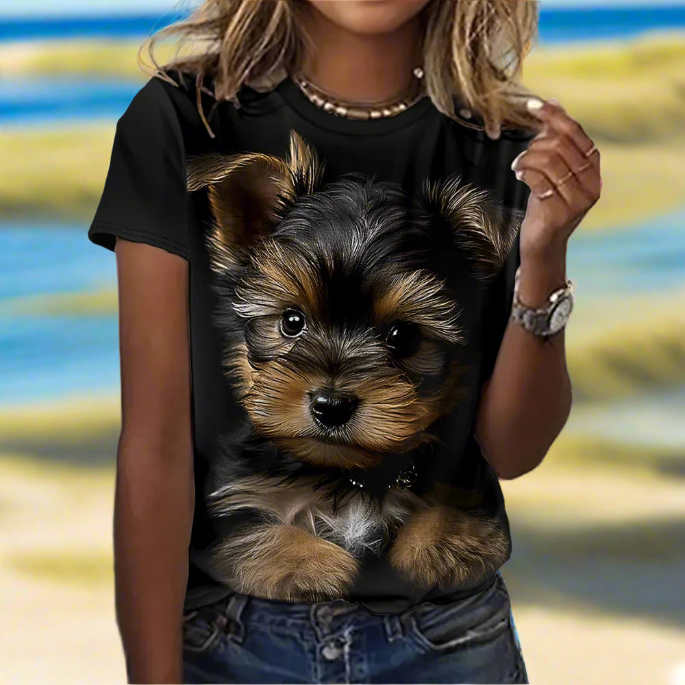Cute Canine 3D Print T-Shirt Collection – Casual & Adorable - ALOE WINGS STORE
