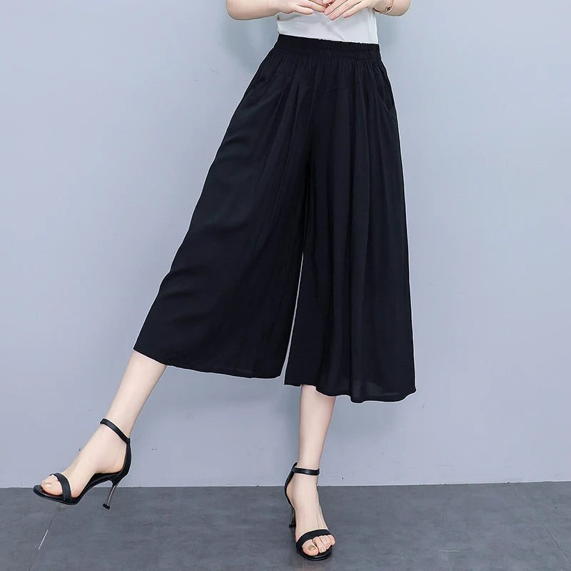 Women's Trendy Casual Elastic Loose-Fit Vintage 
High-Waisted Wide Leg Trousers Selection - ALOE WINGS STORE