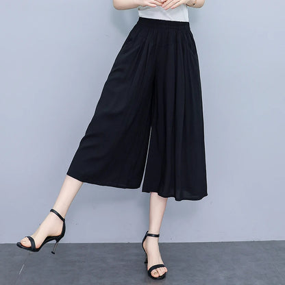 Women's Trendy Casual Elastic Loose-Fit Vintage 
High-Waisted Wide Leg Trousers Selection - ALOE WINGS STORE