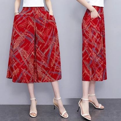 Women's Trendy Casual Elastic Loose-Fit Vintage 
High-Waisted Wide Leg Trousers Selection - ALOE WINGS STORE