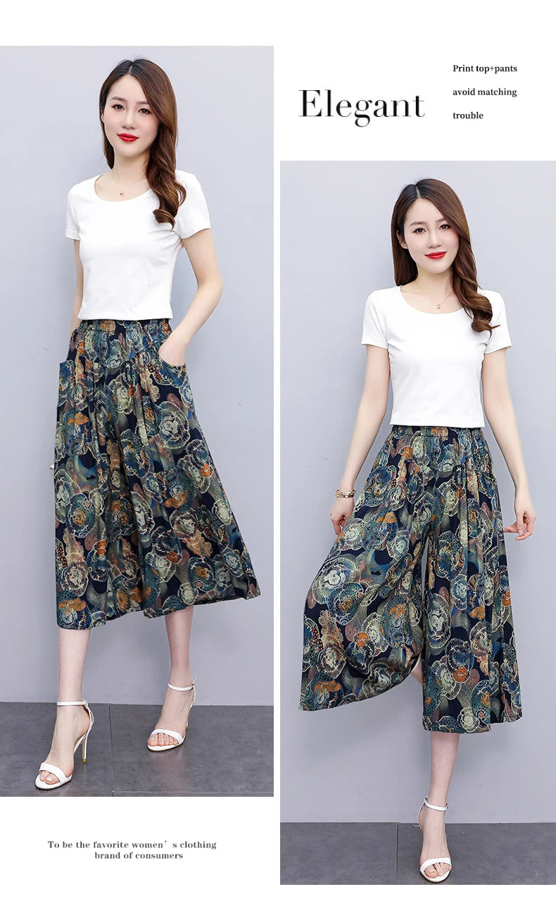 Women's Trendy Casual Elastic Loose-Fit Vintage 
High-Waisted Wide Leg Trousers Selection - ALOE WINGS STORE