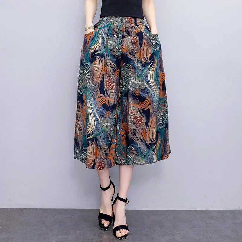 Women's Trendy Casual Elastic Loose-Fit Vintage 
High-Waisted Wide Leg Trousers Selection - ALOE WINGS STORE