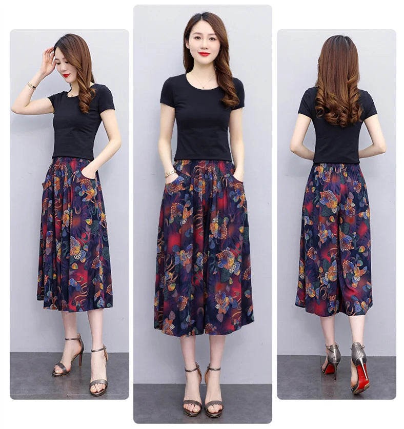 Women's Trendy Casual Elastic Loose-Fit Vintage 
High-Waisted Wide Leg Trousers Selection - ALOE WINGS STORE