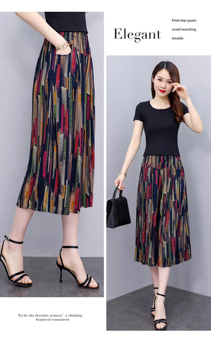 Women's Trendy Casual Elastic Loose-Fit Vintage 
High-Waisted Wide Leg Trousers Selection - ALOE WINGS STORE