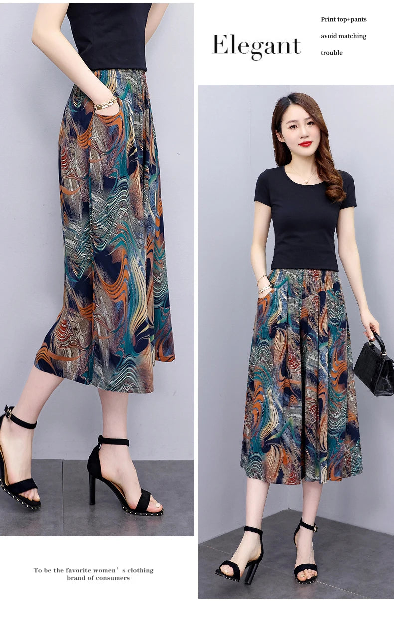 Women's Trendy Casual Elastic Loose-Fit Vintage 
High-Waisted Wide Leg Trousers Selection - ALOE WINGS STORE