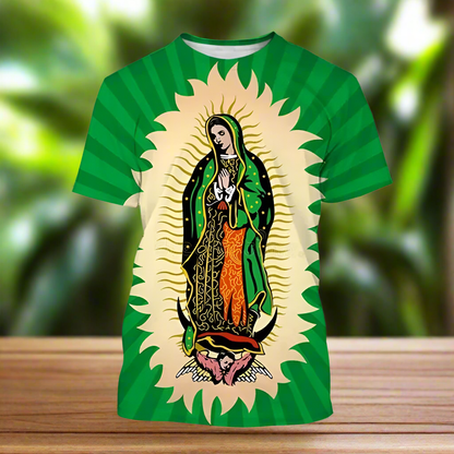 New Fashion Unisex, Central & South American Virgin Mary Designs, Casual Short-Sleeve T-Shirts - ALOE WINGS STORE