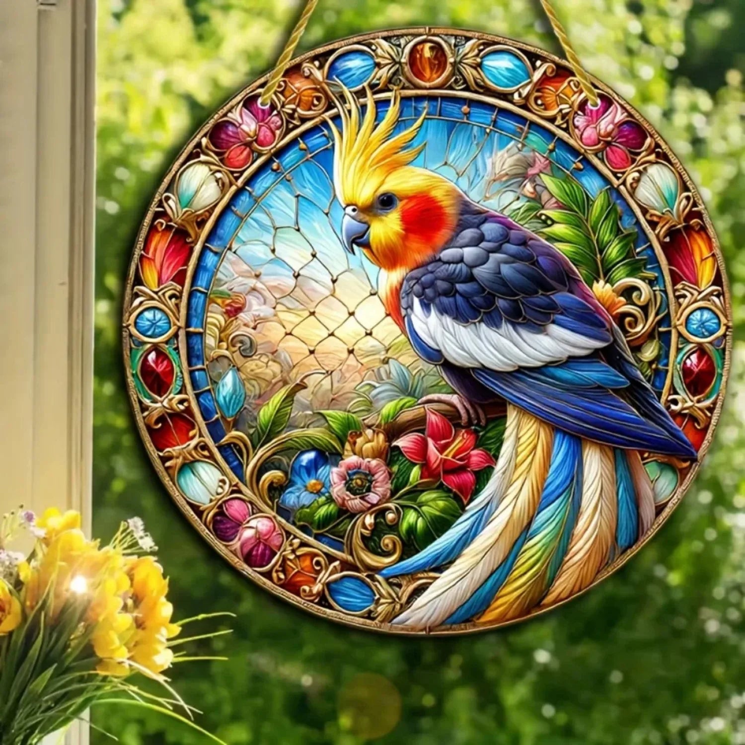 White Dove, Parrot, Owl & Eagle Suncatcher – Translucent Acrylic Round Art Sign | Stunning Window, Yard & Home Décor - ALOE WINGS STORE
