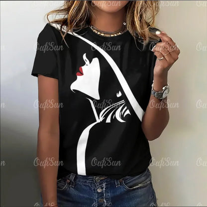 Woman Face Shape Fashion T-Shirt (S- 5XL) [SELECTION] - ALOE WINGS STORE