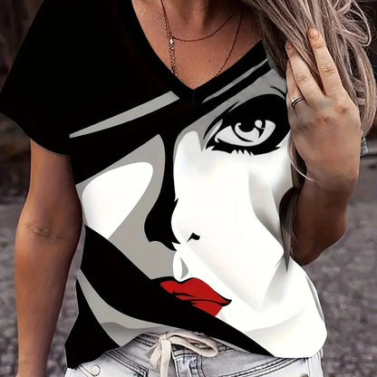 Woman Face Shape Fashion T-Shirt (S- 5XL) [SELECTION] - ALOE WINGS STORE
