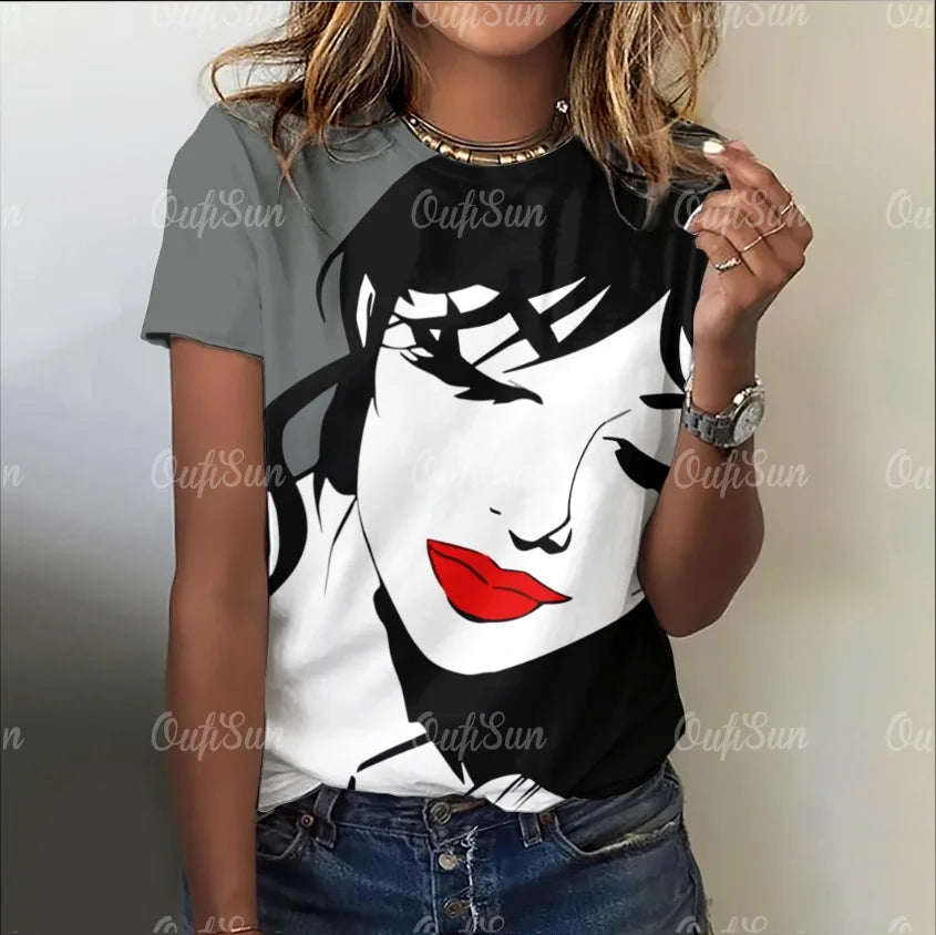 Woman Face Shape Fashion T-Shirt (S- 5XL) [SELECTION] - ALOE WINGS STORE